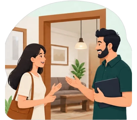 A renter meeting the owner at the property for a visit